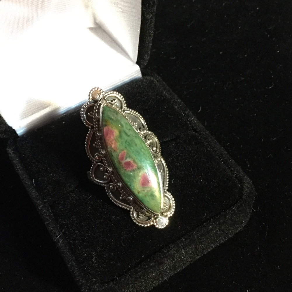 Genuine Ruby In Zoisite Silver Ring ! - image 3
